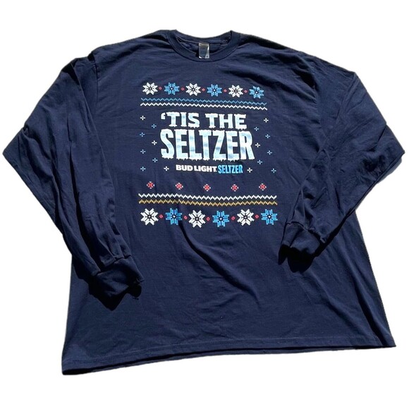 Bud Light Seltzer Ugly Long Sleeve T- Shirt Holiday Christmas Size XL Beer Gift - Picture 1 of 8